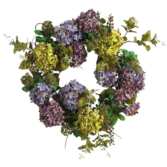 24" Green & Purple Hydrangea Wreath